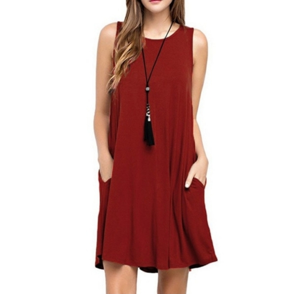 Women's dress comfortable beach dress solid color - Picture 7 of 8